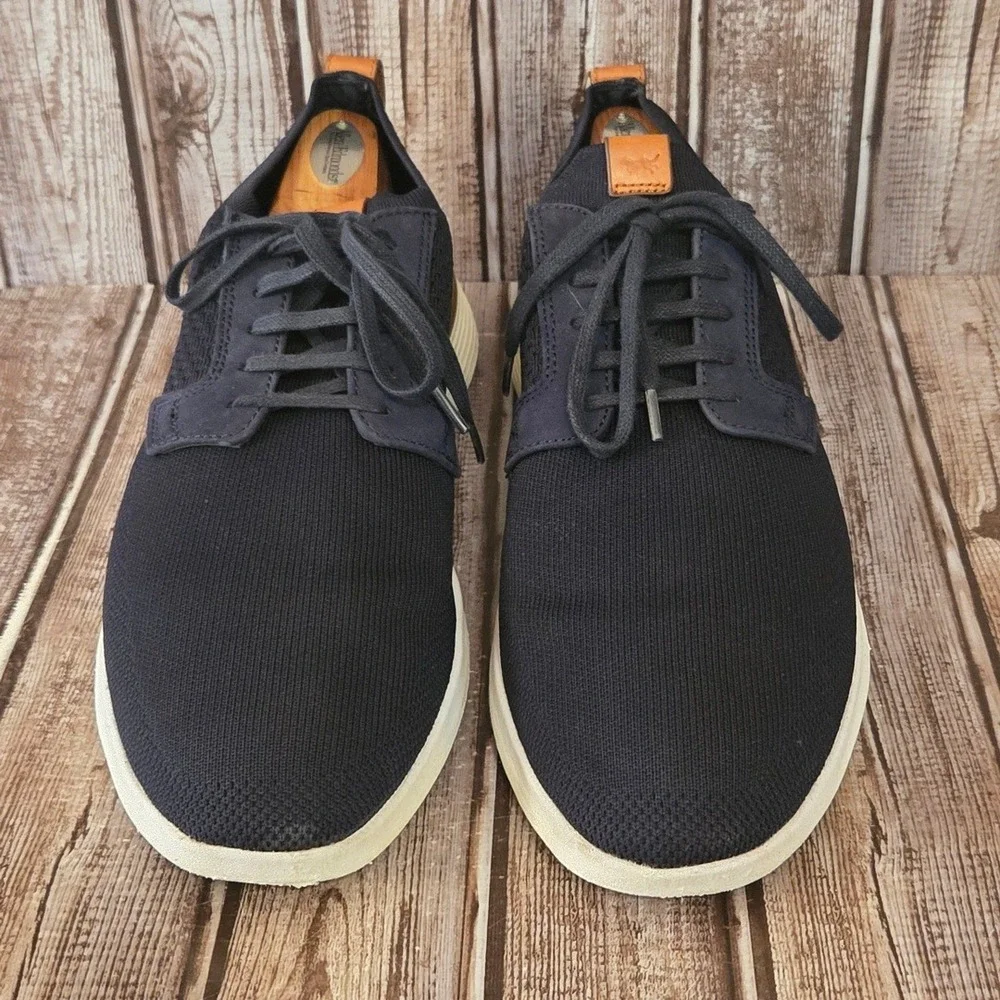 Sz 11 Mens Wolf & Shepherd SwiftKnit Derby Crossover Navy Blue Knit Shoes VGUC
